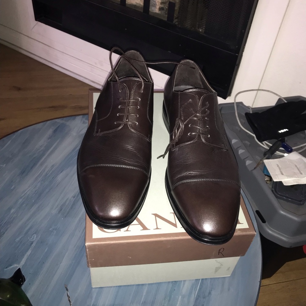 NEW Canali Dark Brown Leather Oxfords